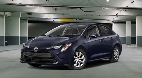 A blue Toyota Corolla sedan for rent a car dubai at BV Car Dubai